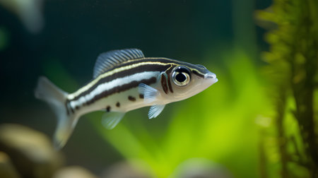 Tropical fish in an aquarium, close-up underwater photographyの素材