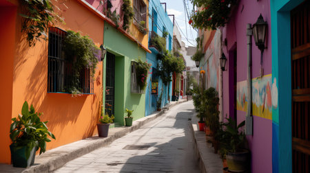 Colorful street in Cartagena de Indias, Colombia.の素材