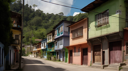 Colorful houses in the street of Lao Cai, Vietnamの素材