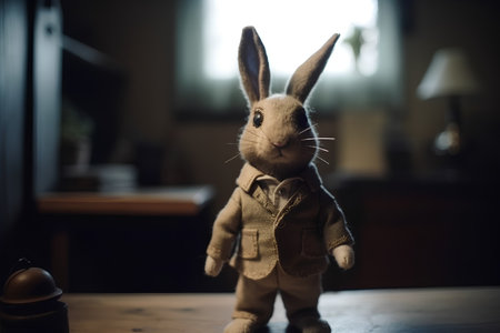 Easter bunny with egg in the background. Shallow depth of field.の素材