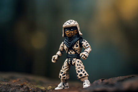 A closeup shot of a Lego Star Wars figure in the forestの素材