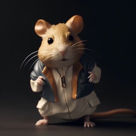 Funny rat dressed in a jacket and bow tie. Studio shot.の素材