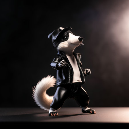 Funny dog dressed as a pilot on a dark background. 3d rendering.の素材