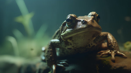 Frog in the aquarium. Animal in the natural habitat. Close-up.の素材