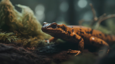 Salamander (Salamandra salamandra) in the terrarium.の素材
