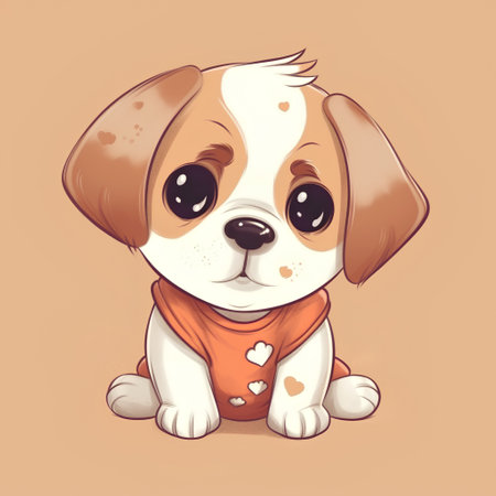 Cute cartoon dog. Vector illustration of a beagle puppy.の素材