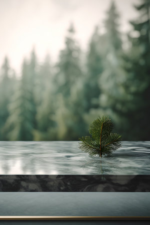 Fir tree on the edge of the water. 3d renderingの素材