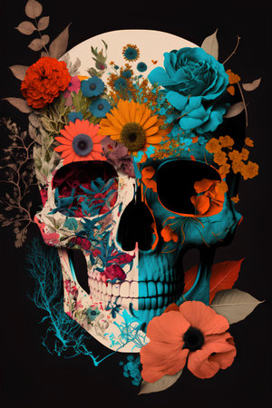 Day of the Dead. Skulls with floral ornament. Vector illustration.の素材