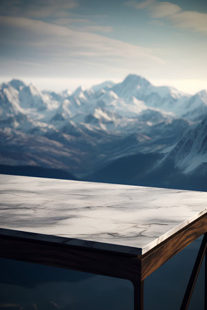 Table Top And Blur Nature of the Mountain Range Background Conceptの素材