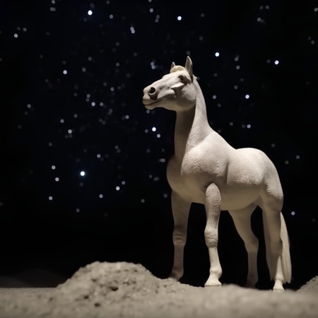 Llama in the desert on the background of starry skyの素材