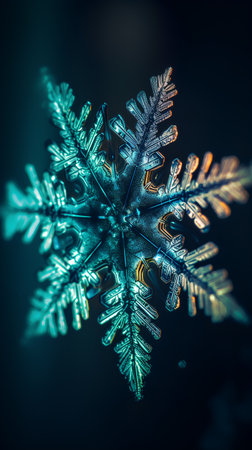 Abstract 3d rendering of snowflake. Creative background with beautiful snowflakes.の素材