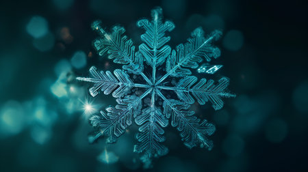 Snowflake on a dark background. 3d rendering, 3d illustration.の素材