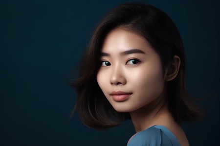 Portrait of a beautiful young asian woman with clean fresh skinの素材
