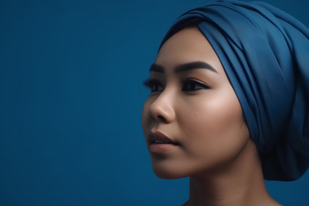 Portrait of a beautiful asian muslim woman with headscarfの素材