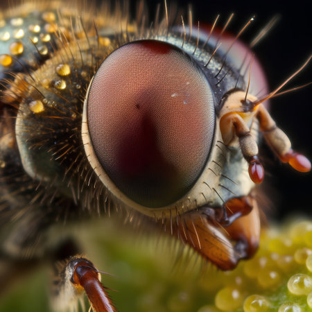 Macro photo of the head of a bee. Close-upの素材