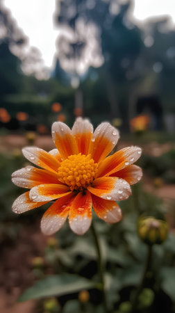 Beautiful daisy flower in the garden with soft focus background.の素材