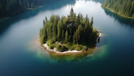 Aerial view of Emerald Lake, Yoho National Park, Canadaの素材
