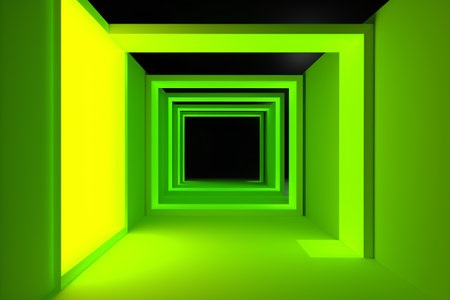 Abstract 3d rendering of empty room with neon light. Modern architecture background.の素材