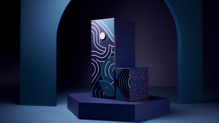 3D abstract background. Elegant pedestal for product presentation. Luxury podium for cosmetic products.の素材
