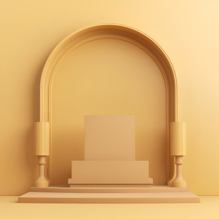 3d render of minimal geometric forms, podium for your design.の素材
