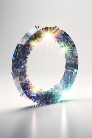 Futuristic letter O on white background. 3D rendering.の素材
