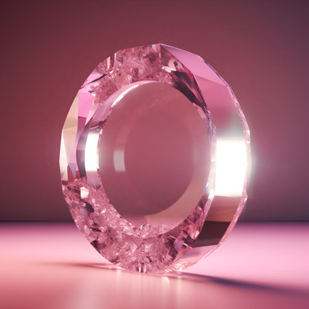 Gemstone letter O on a pink background. 3d renderingの素材