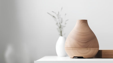 Wooden vase on the shelf in the living room, interior designの素材
