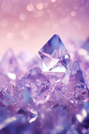crystal on a pink background, close-up, macro photoの素材