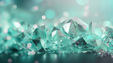Turquoise diamonds with bokeh effect, 3D renderingの素材