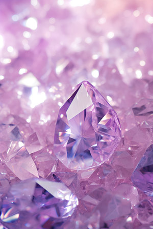 Brilliant diamond on a purple background. Macro shot with shallow depth of field.の素材
