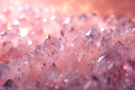 close up of crystals on pink background with bokeh effect.の素材