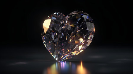 3d rendering of a big diamond in the shape of a heartの素材