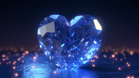 3d rendering of a beautiful blue diamond on a dark background.の素材
