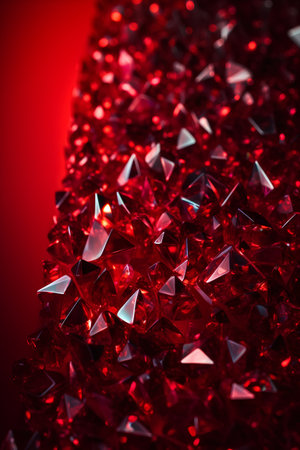 Red diamond on a red background. 3d rendering, 3d illustration.の素材