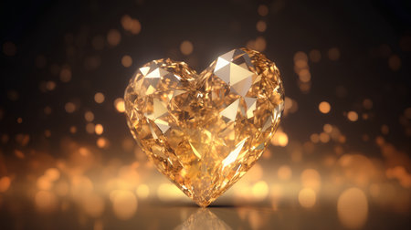 Diamond heart on a bokeh background. 3d illustration.の素材