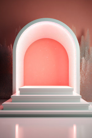 3d rendering of a white arch in the middle of the forestの素材
