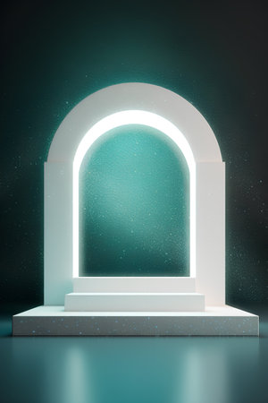Abstract background with white arch. 3d render. Futuristic design.の素材