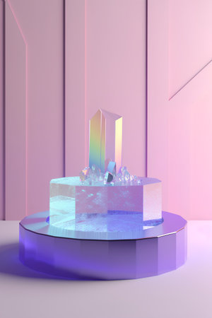 3d render abstract geometric forms. Glossy podium for product presentation.の素材