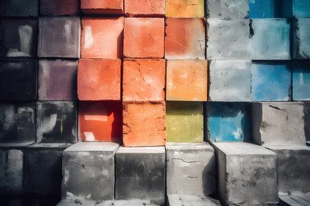 Colorful brick wall texture background. Abstract background. Toned.の素材