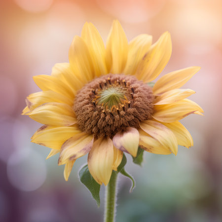 Beautiful sunflower with bokeh background. Soft focus.の素材