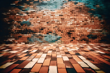 Brick wall and floor as a background image with vignetteの素材