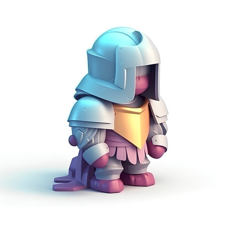 Medieval knight on a white background. 3d render illustration.の素材