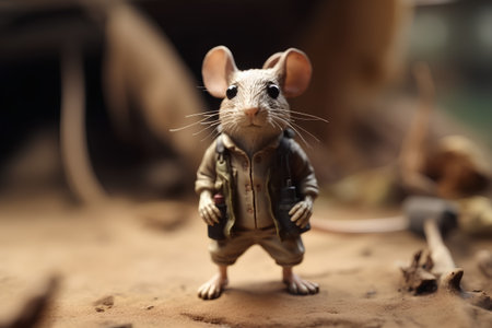 Little mouse in the desert, close-up, shallow depth of fieldの素材