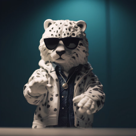 Fashionable leopard in sunglasses and jacket. Studio shot.の素材
