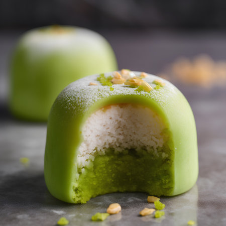 traditional oriental sweets with pistachios on a dark background. selective focus.の素材