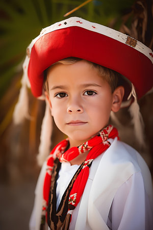 Portrait of a little boy in a traditional costume of the Turksの素材
