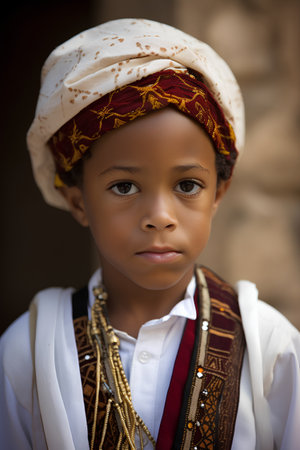 Portrait of a beautiful african american girl in traditional clothesの素材