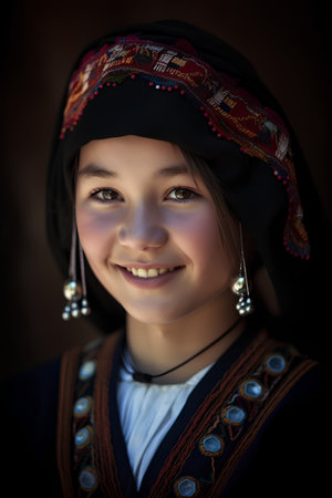 Portrait of a beautiful girl in a national costume. Ukraine.の素材