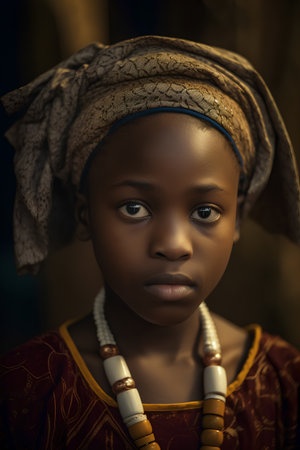 Portrait of a beautiful African woman in traditional clothes. 3d rendering.の素材