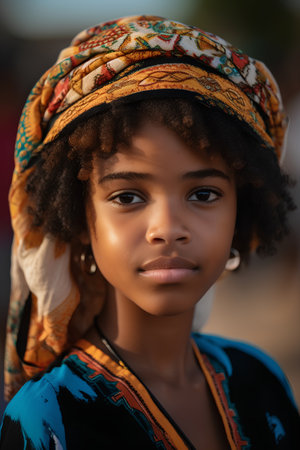 Portrait of a beautiful young african woman with afro hairstyle.の素材
